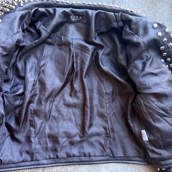 AKIRA Spiked Black Faux Leather Jacket. Size s - Picture 7 of 8